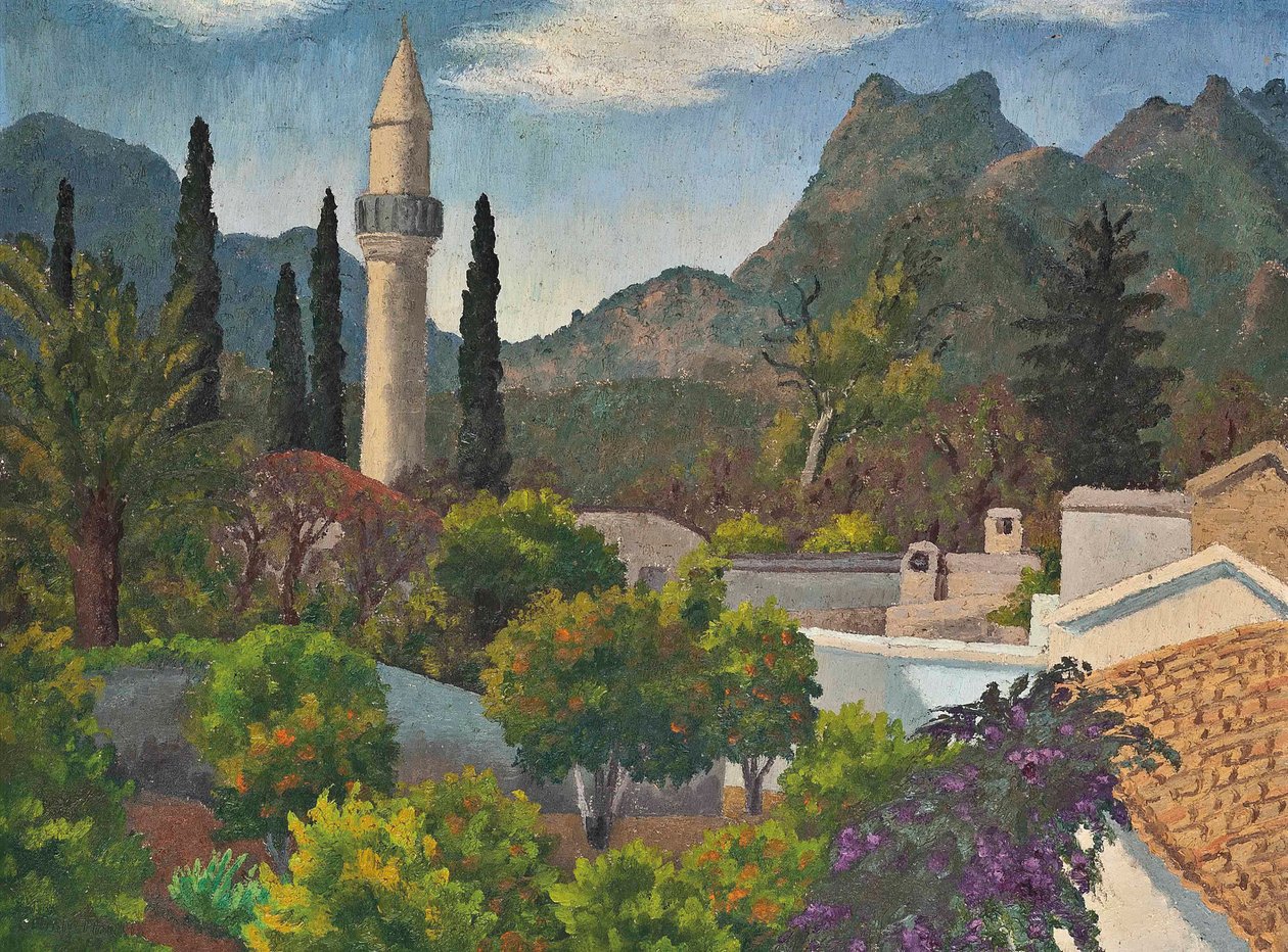 Village turc avec mosquée, Chypre - Cedric Morris