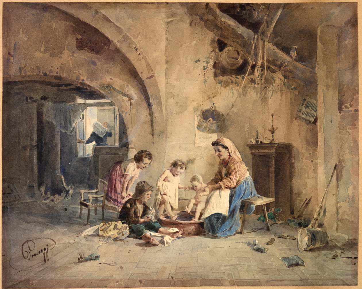 Le Bain, 19ème siècle - Cesare Provaggi