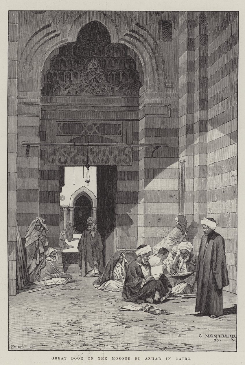 Grande Porte de la Mosquée El Azhar au Caire - Charles Auguste Loye