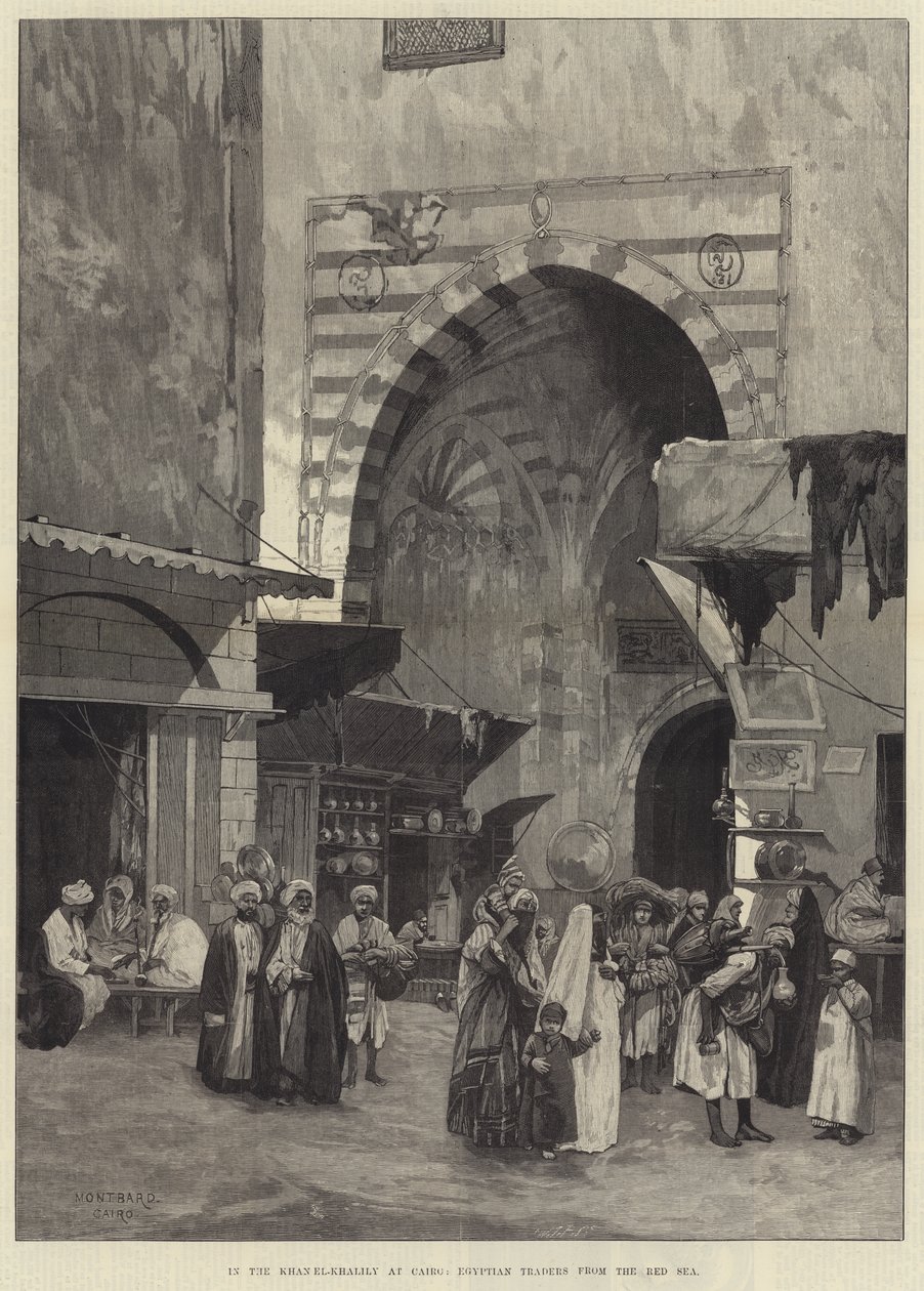 Dans le Khan el-Khalily au Caire, commerçants égyptiens de la mer Rouge - Charles Auguste Loye