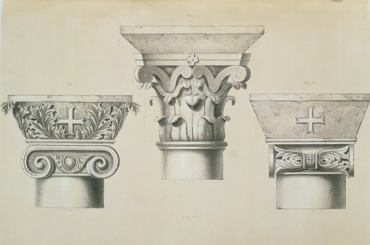 Chapiteaux byzantins des colonnes de la nef de l