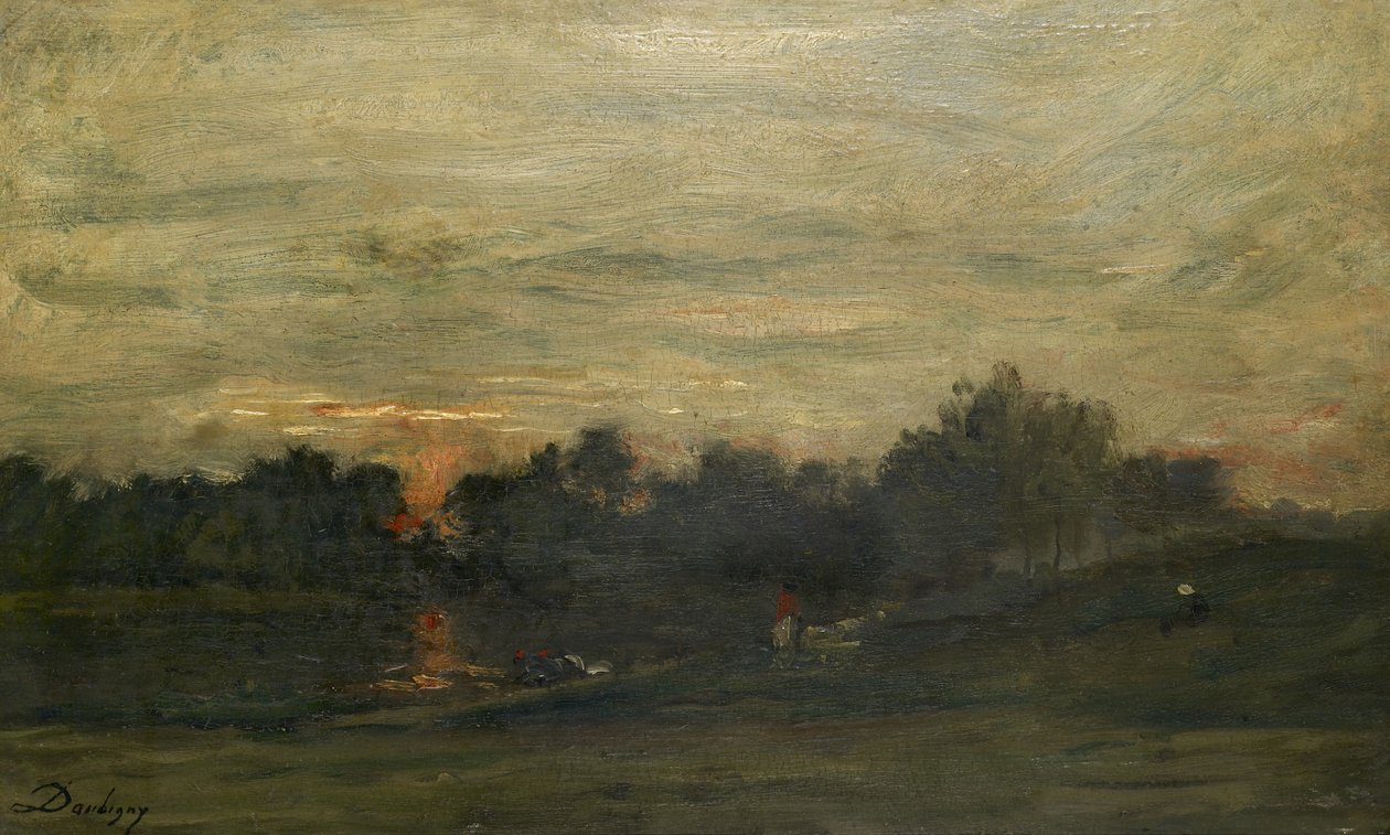 Paysage : Coucher de soleil - Charles Francois Daubigny