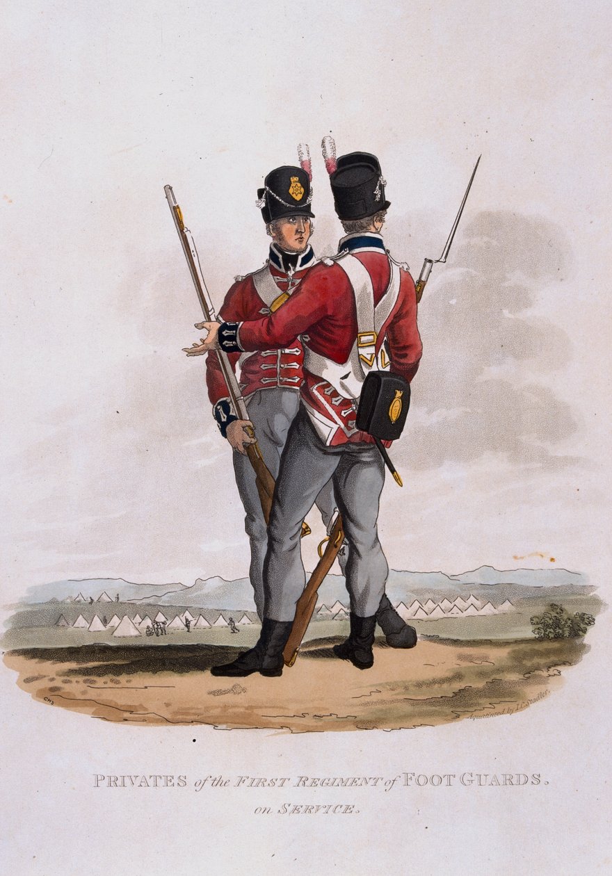Soldats du premier régiment des gardes à pied en service, de 