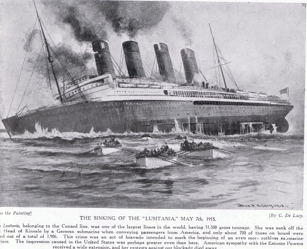 Le naufrage du Lusitania 7 mai 1915 - Charles John de Lacy