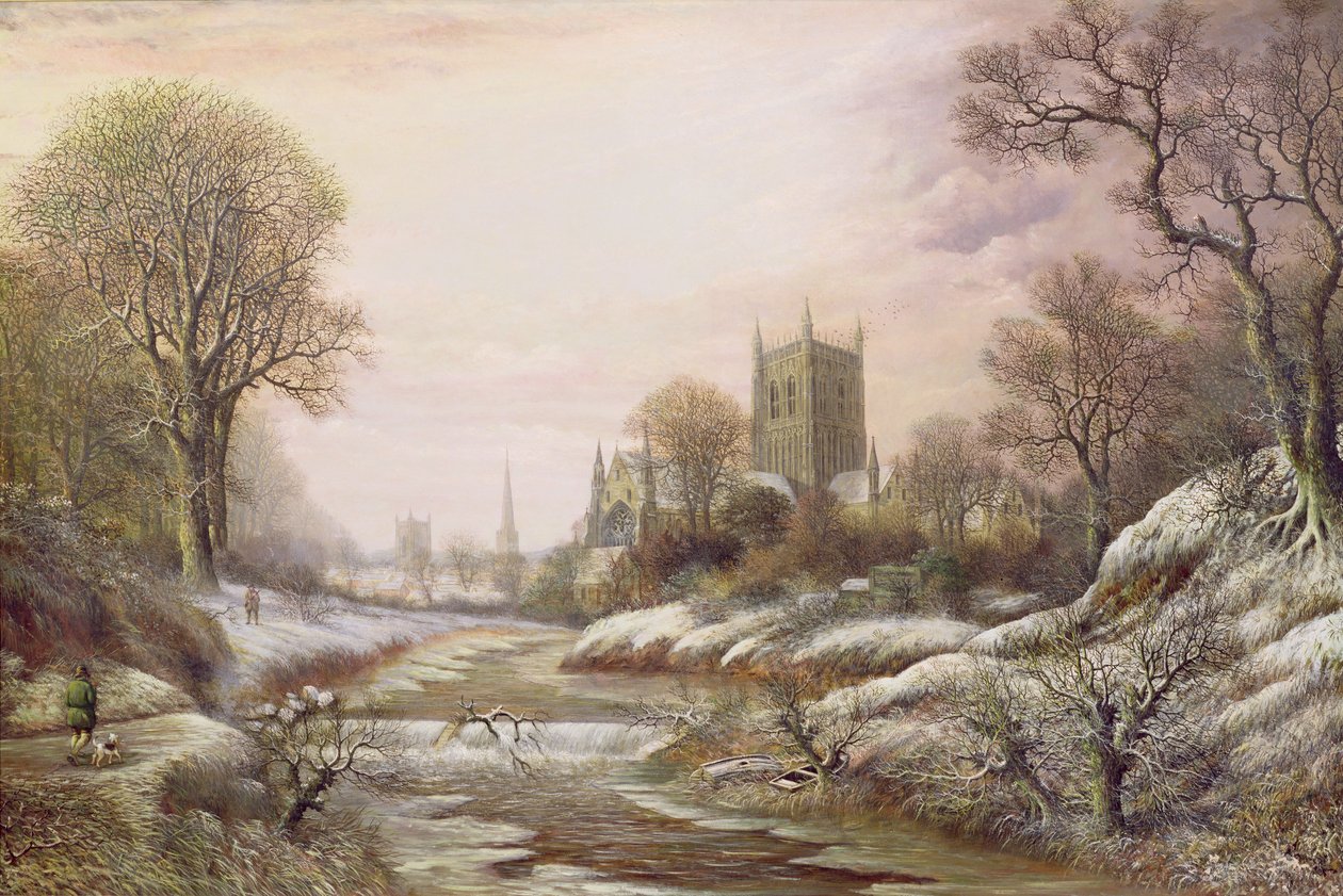 Worcester depuis le sud-ouest sous la neige, c.1875 - Charles Leaver