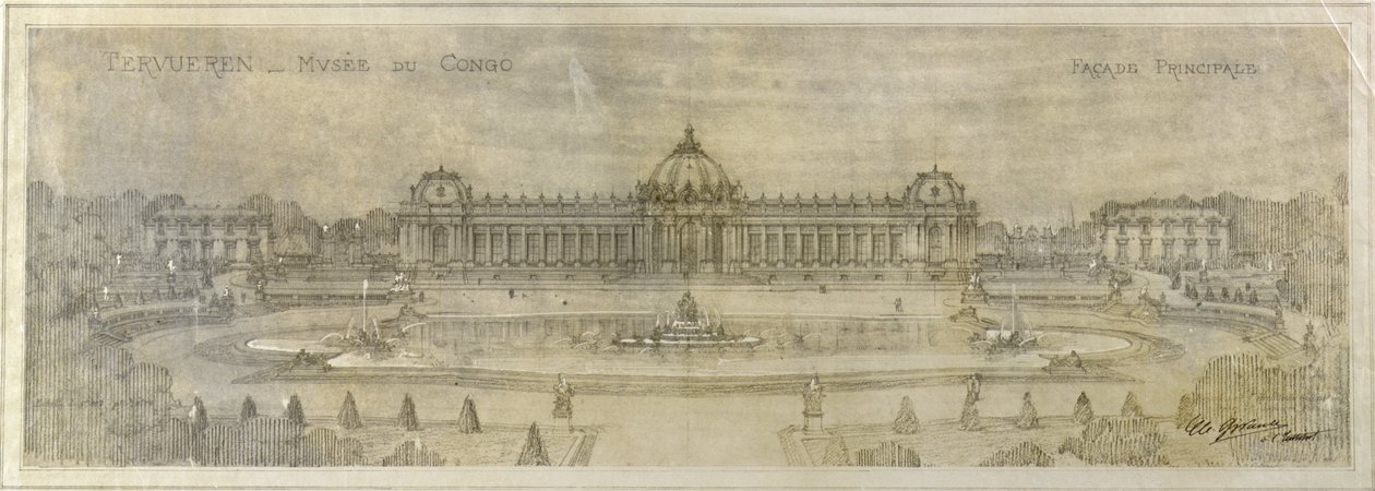 Façade principale du Musée du Congo à Tervueren, 1909 - Charles Louis Girault