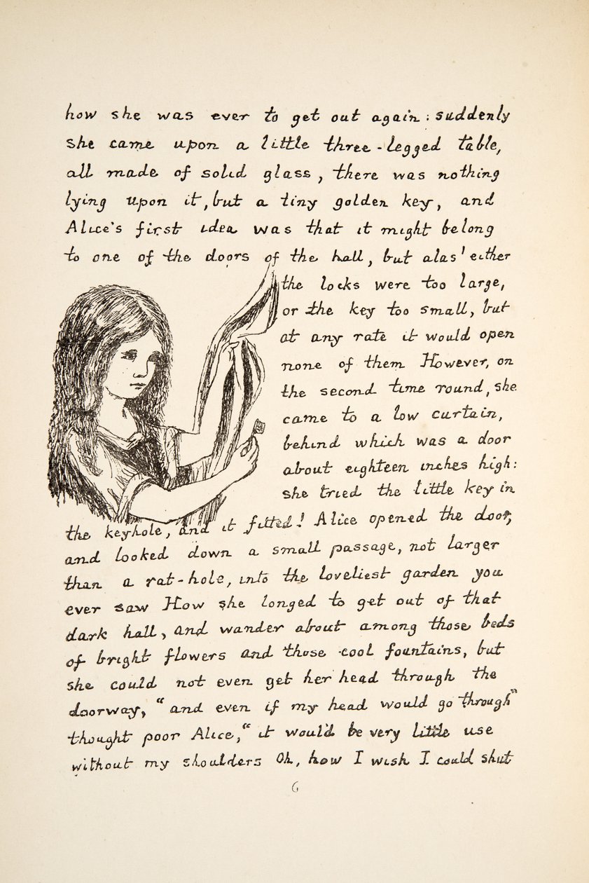 Alice trouve la clé dorée, illustration des Aventures d