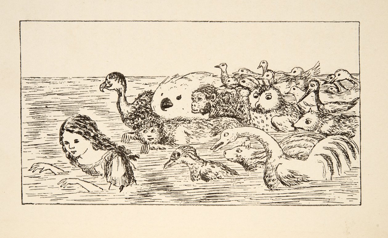 Alice nage dans la Mare de larmes, illustration des Aventures d