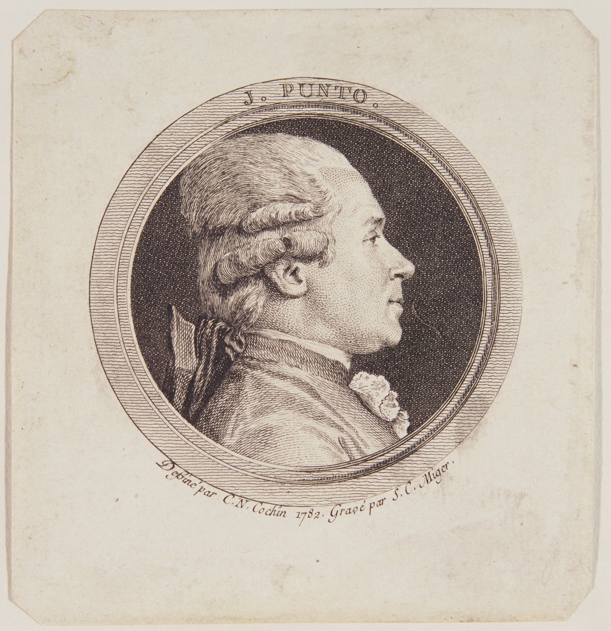 Portrait de Giovanni Punto (1746-1803) gravé par Simon Charles Miger (1736-1820) 1782 - Charles Nicolas II Cochin