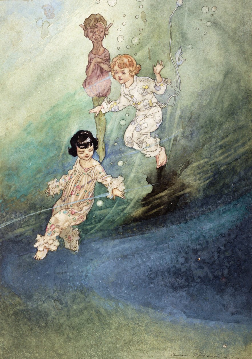 Aquarelle sans titre, enfants sous l