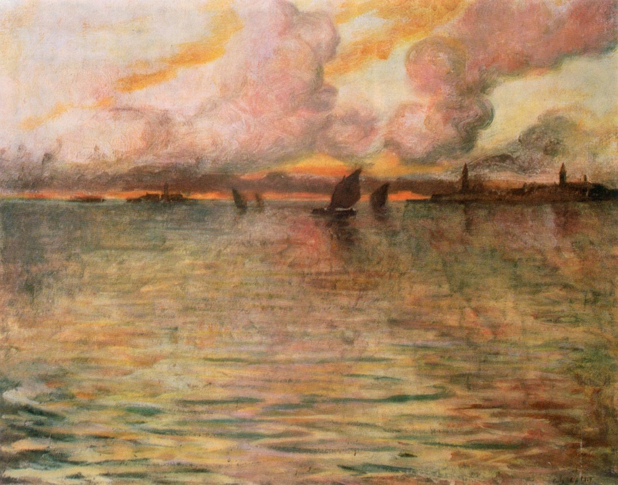 Paysage marin avec vue lointaine de Venise - Charles Cottet