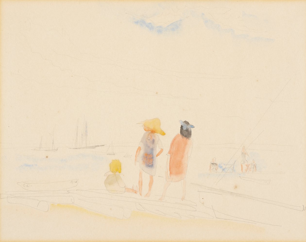 Deux femmes et un enfant sur la plage - Charles Demuth