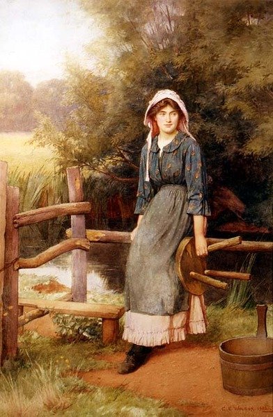 À la barrière : une laitière - Charles Edward Wilson