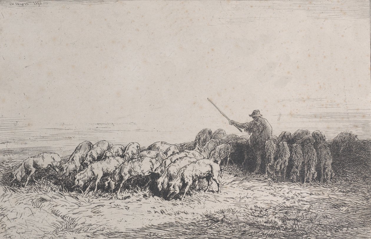 Un troupeau de cochons - Charles Emile Jacque