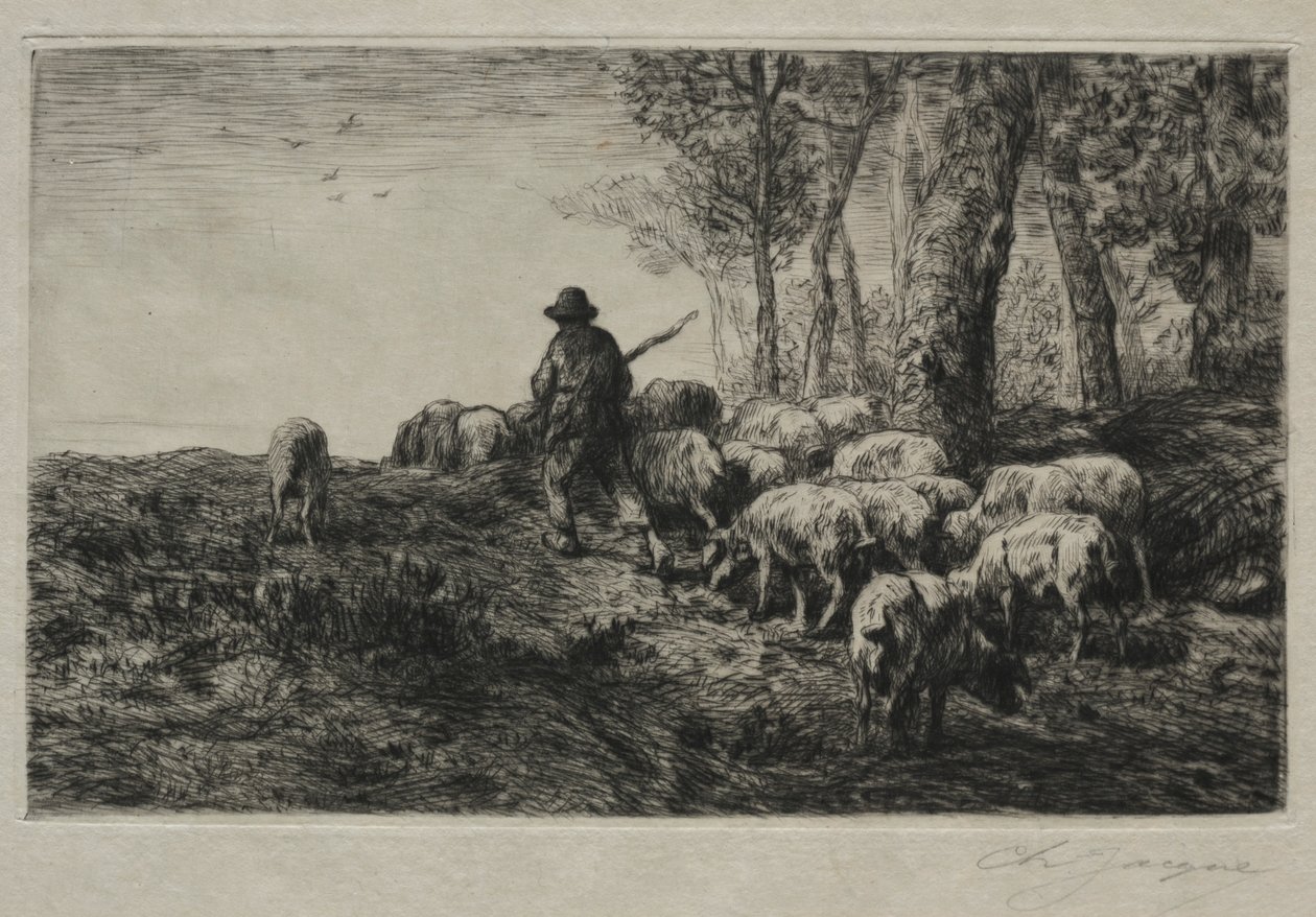 Un troupeau de porcs, 1880 - Charles Emile Jacque