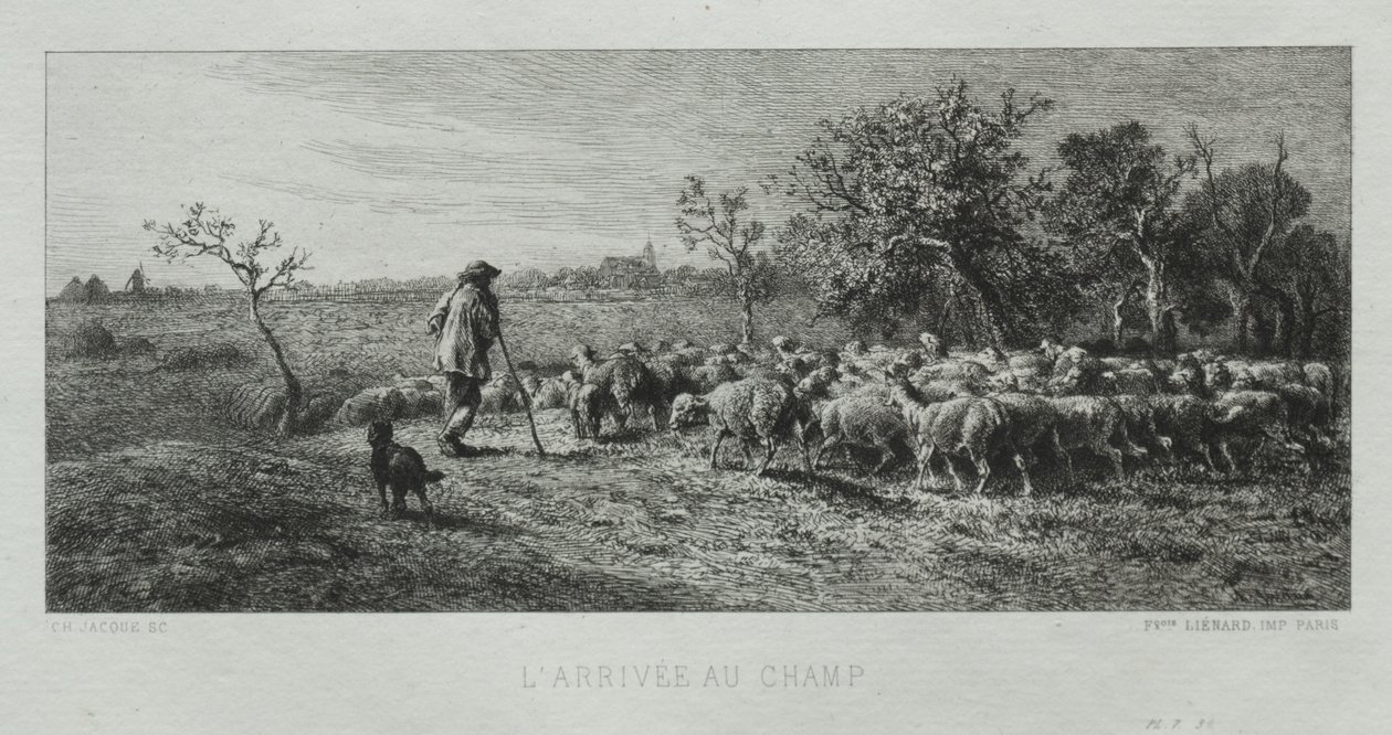 Arrivée au champ - Charles Emile Jacque