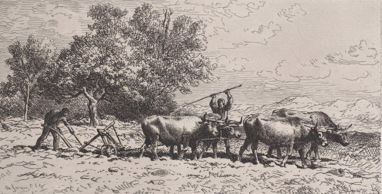 Attelage de bœufs, 1868 - Charles Emile Jacque