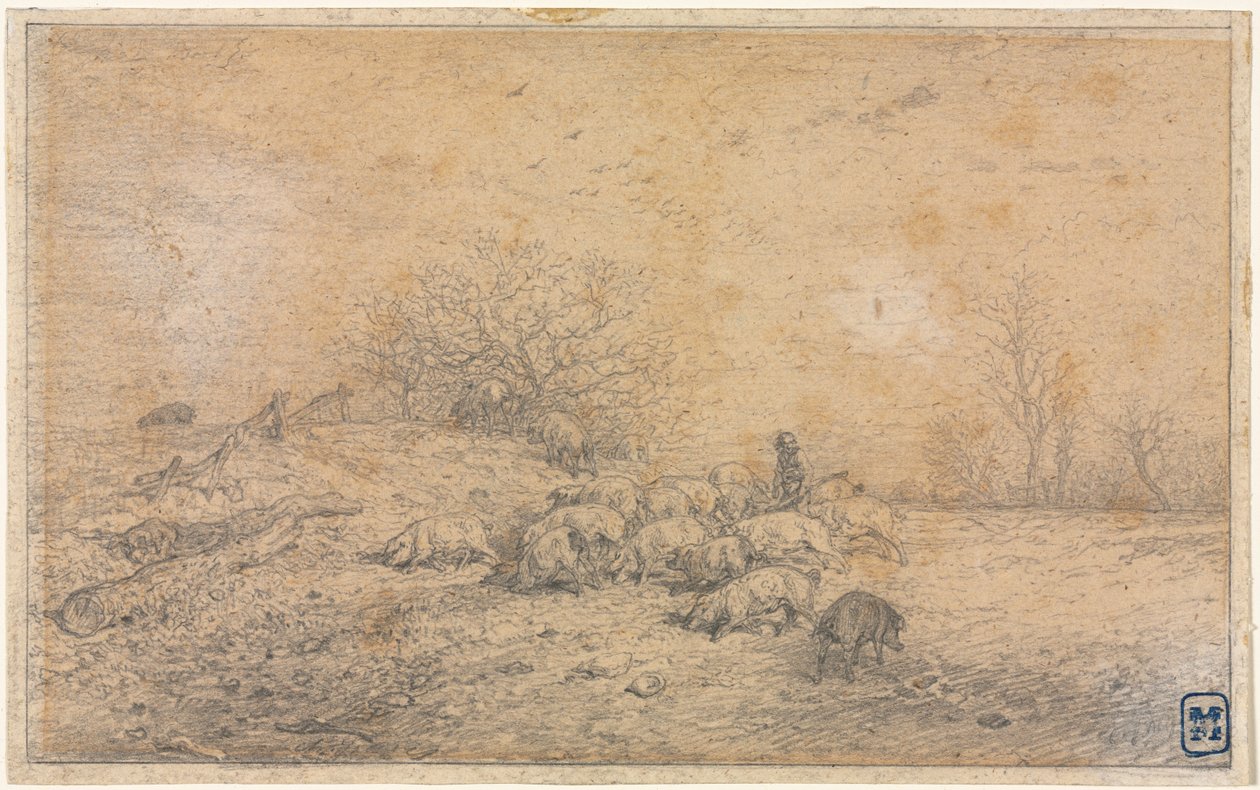 Troupeau de cochons - Charles Emile Jacque