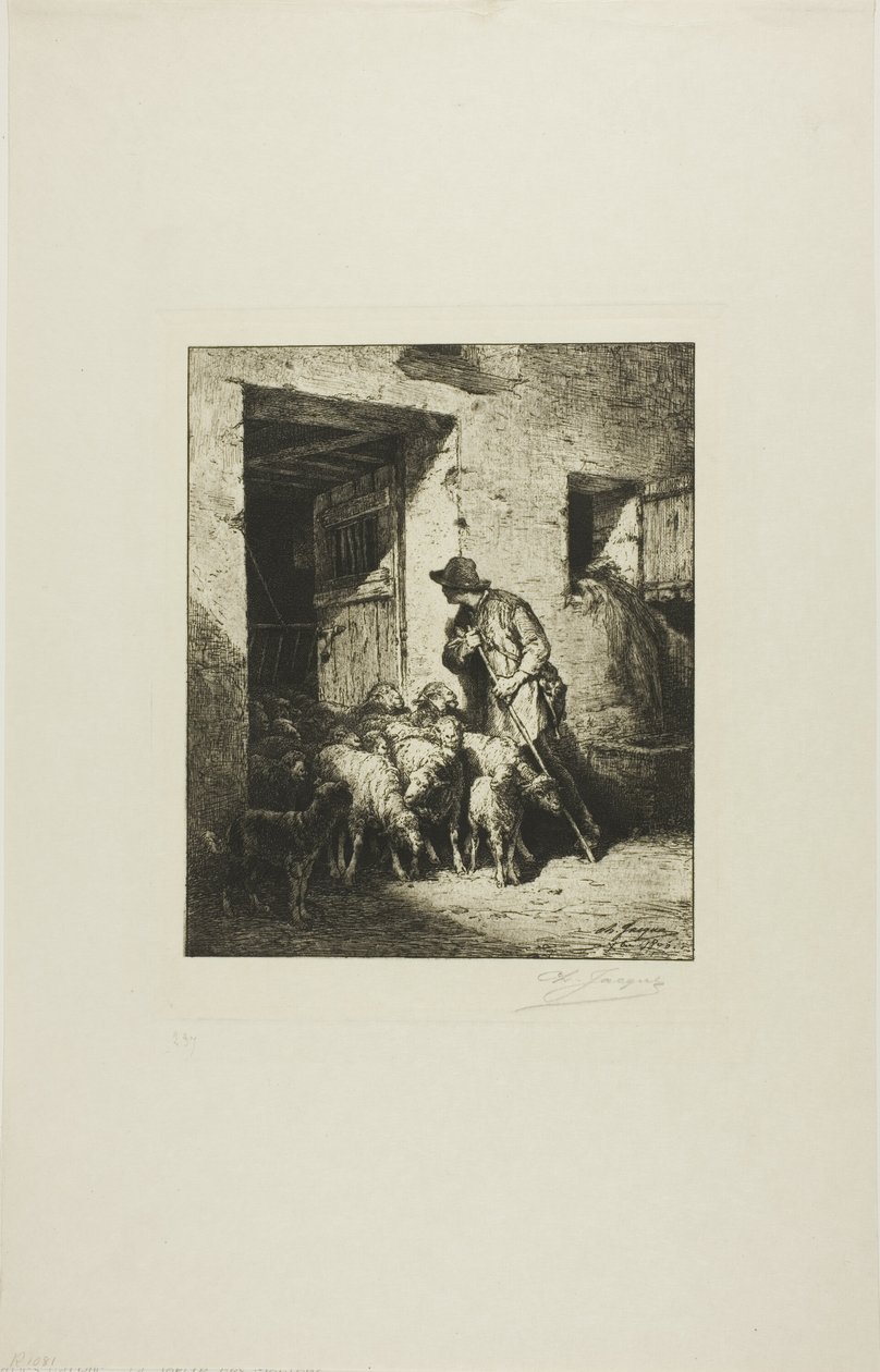 Sortir les Moutons - Charles Emile Jacque