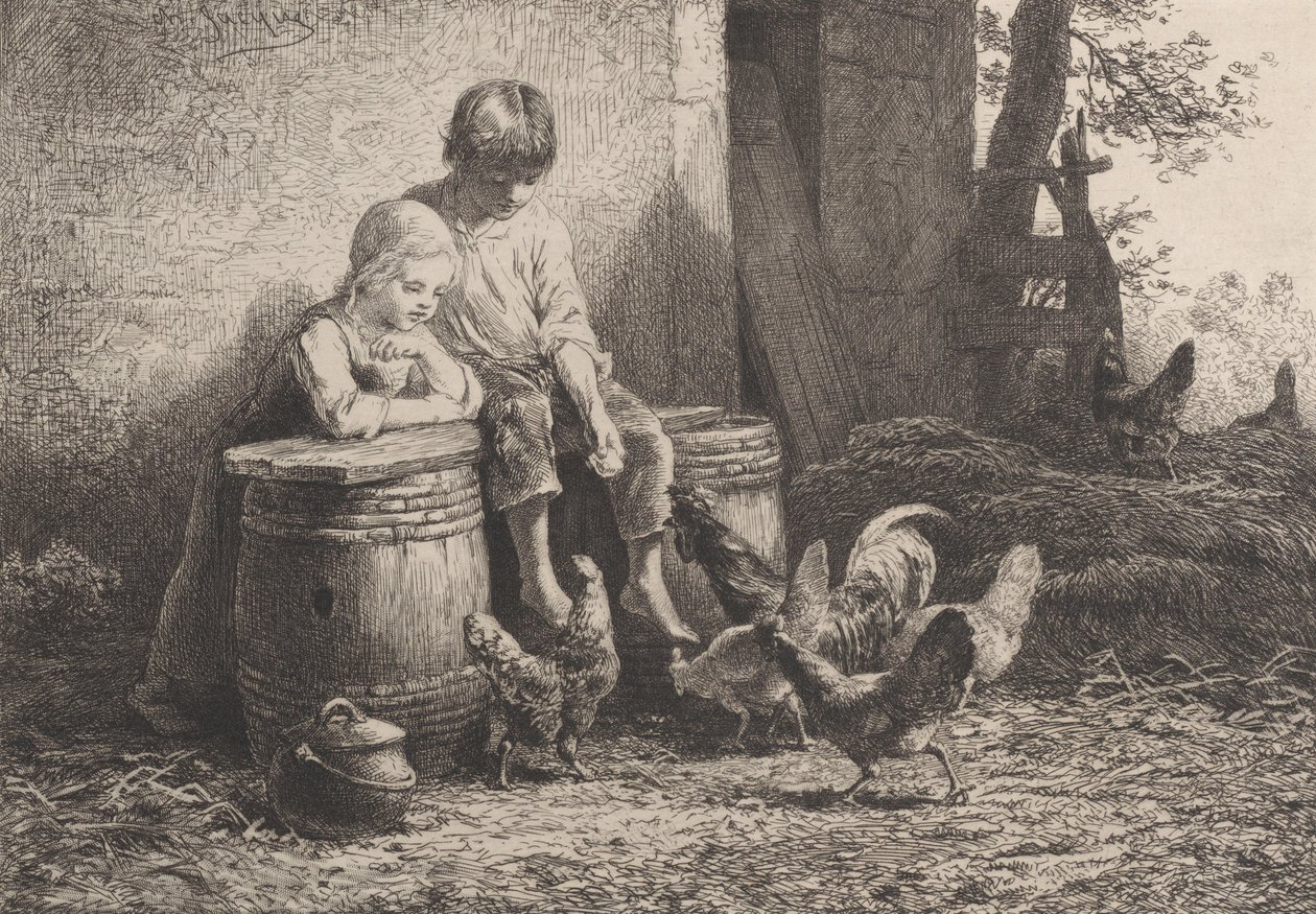 Petits, petits!!, 1864 - Charles Emile Jacque
