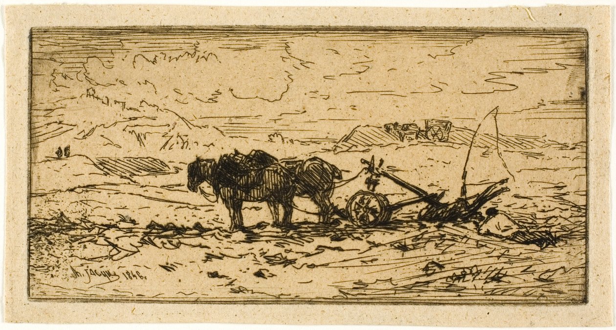 Laboureur et son équipe au repos - Charles Emile Jacque