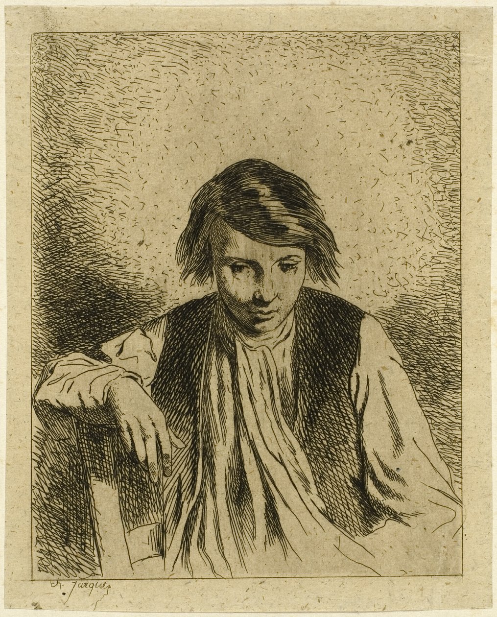 Garçon Assis - Charles Emile Jacque