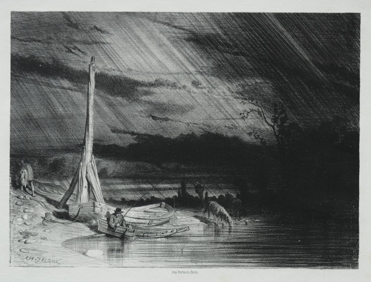 Le pêcheur, temps pluvieux, 1847 - Charles Emile Jacque