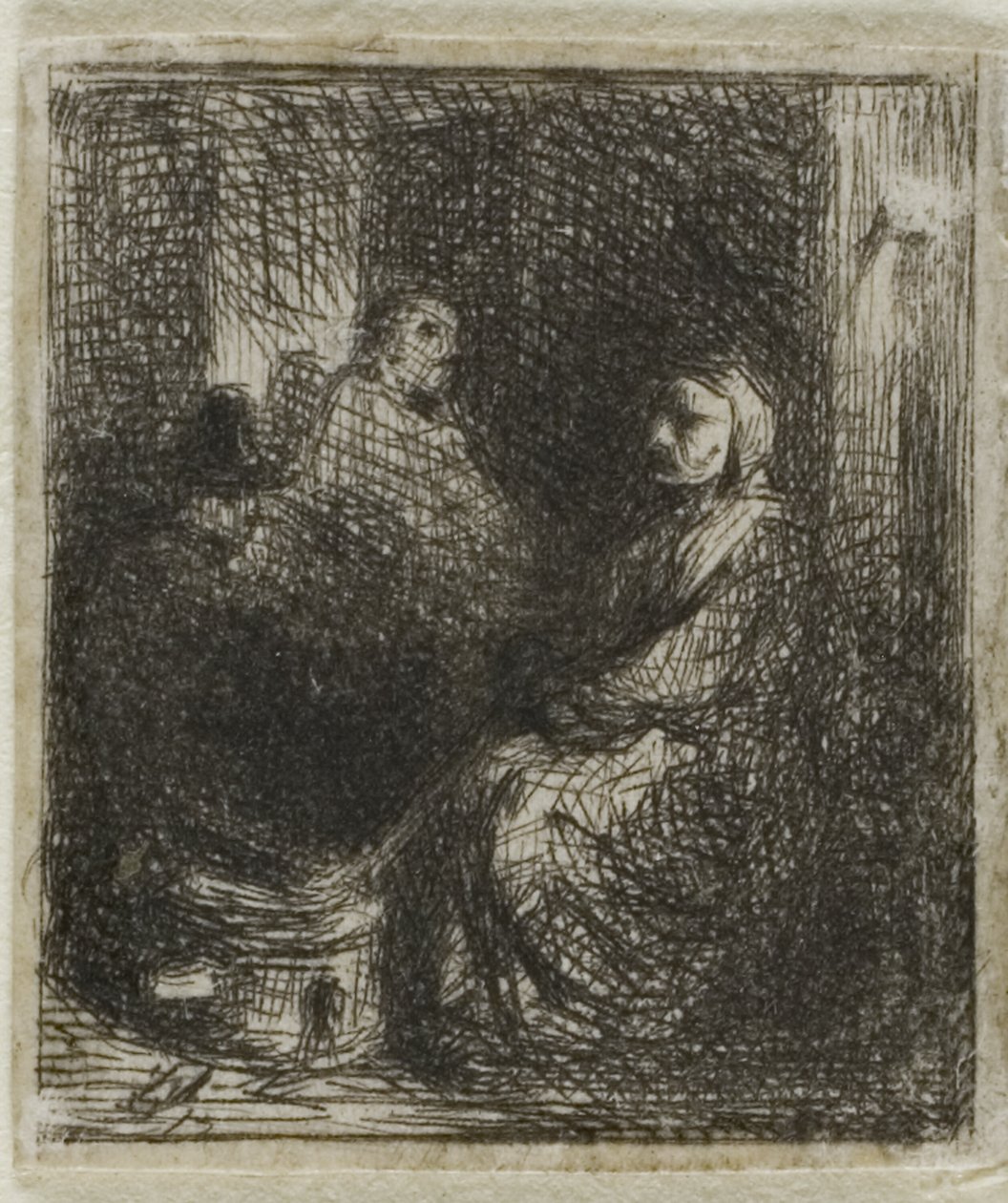 Femme vendant de la nourriture frite - Charles Emile Jacque