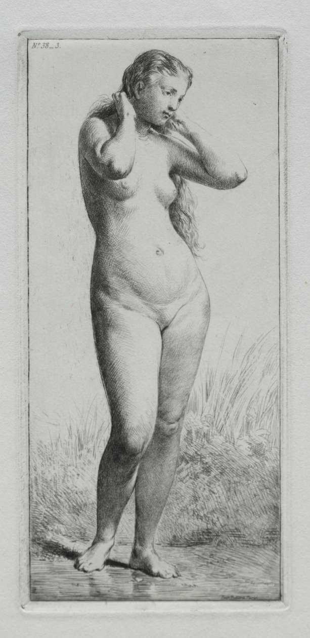 Jeune femme se baignant - Charles Emile Jacque
