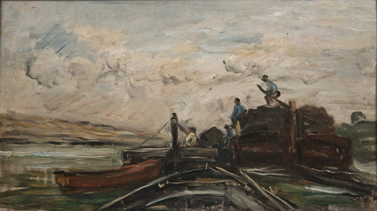 Barges sur une rivière, c.1865 - Charles Francois Daubigny