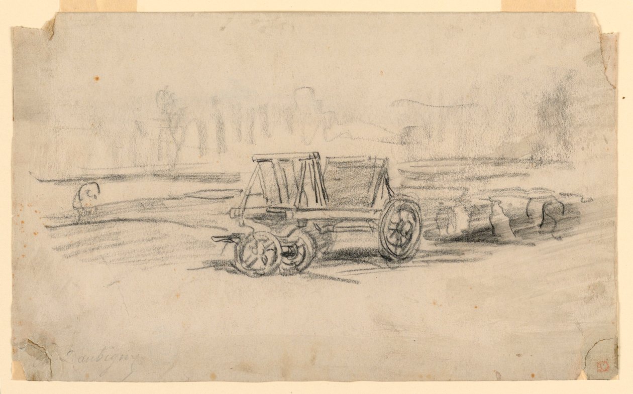 Dessin, chariot de ferme, vers 1850 - Charles Francois Daubigny
