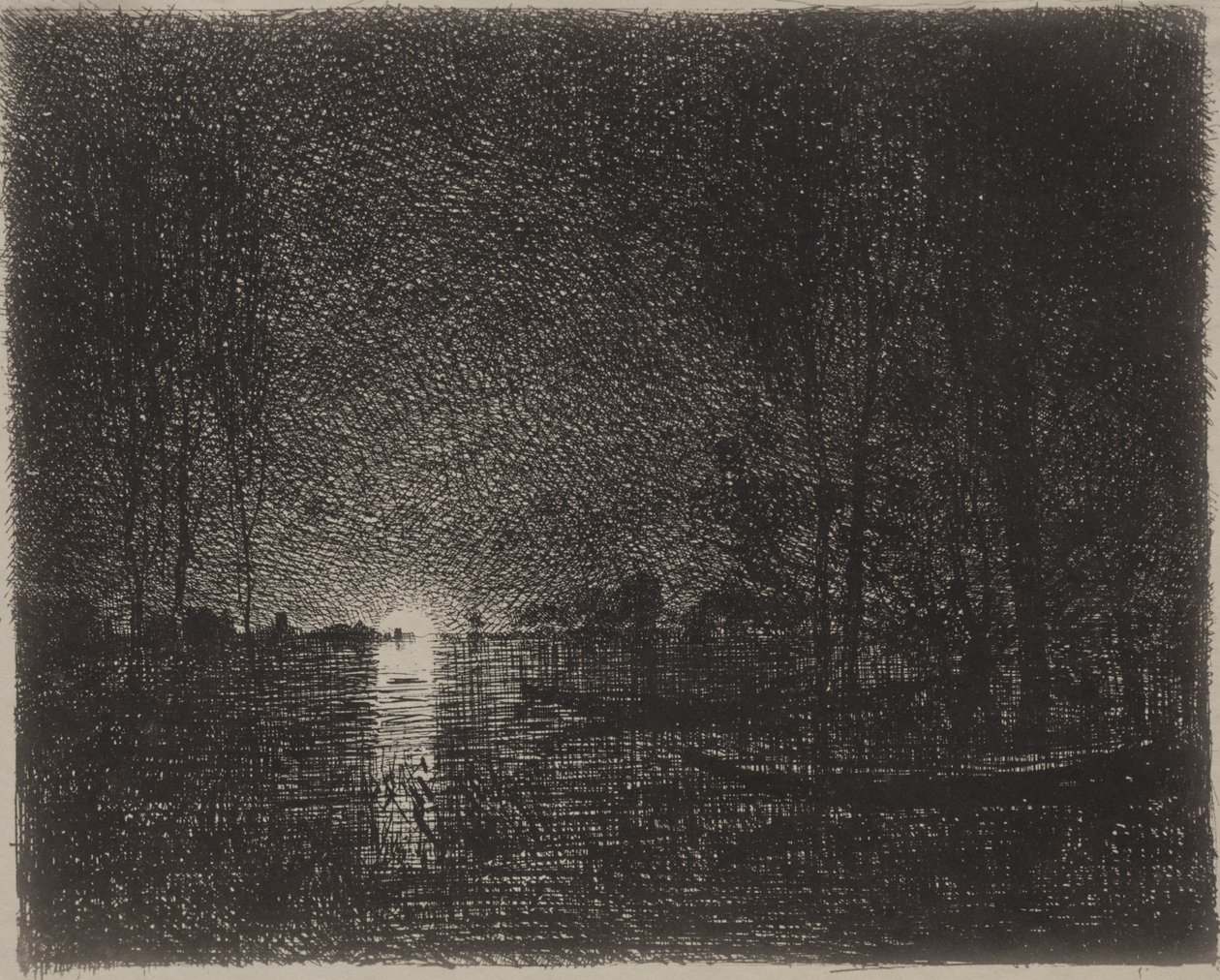 Scène nocturne - Charles Francois Daubigny