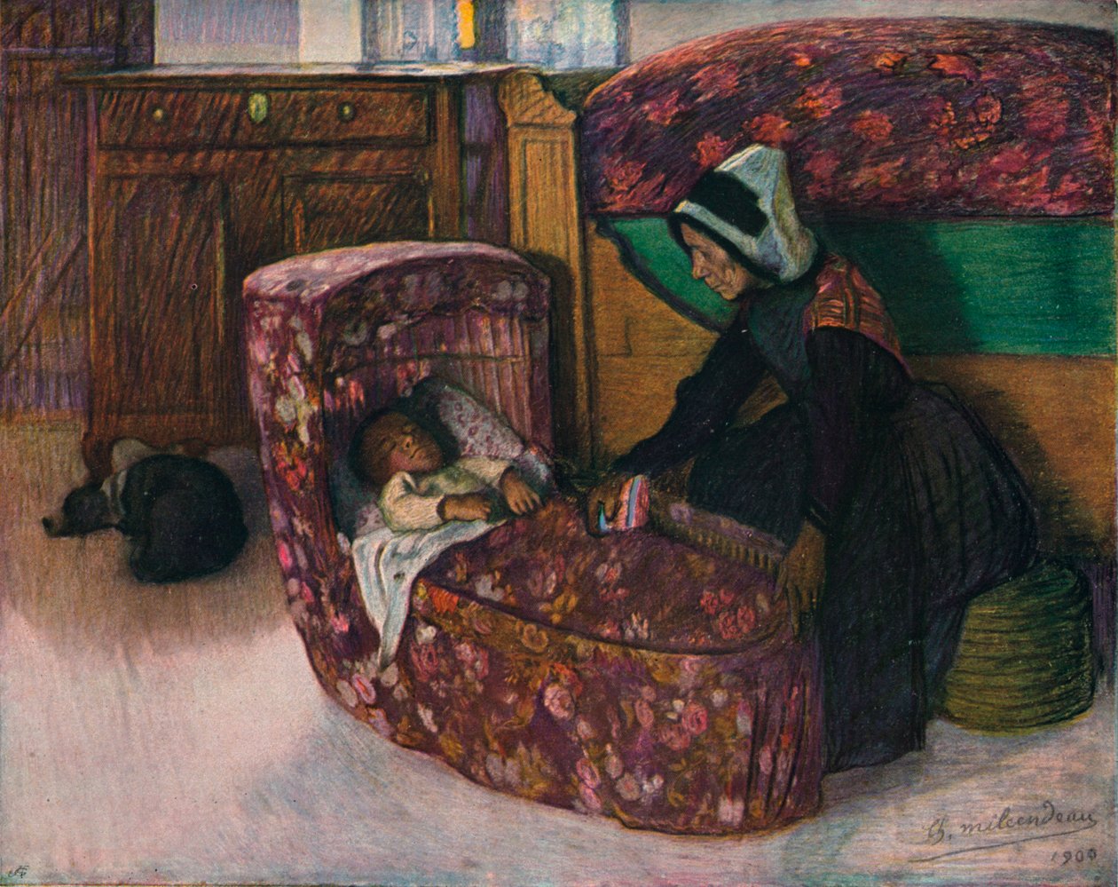 Mère et enfant, intérieur vendéen - Charles Milcendeau