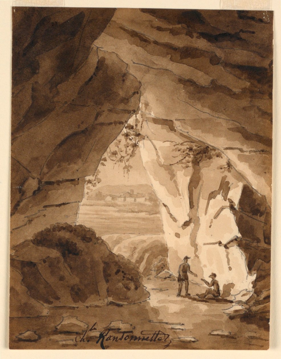 Dans une grotte - Charles Nicolas Ransonnette