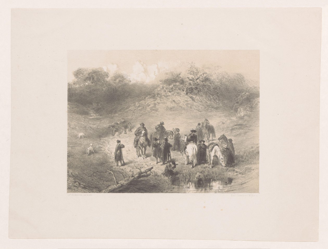 Cavaliers dans un paysage de dunes - Charles Rochussen