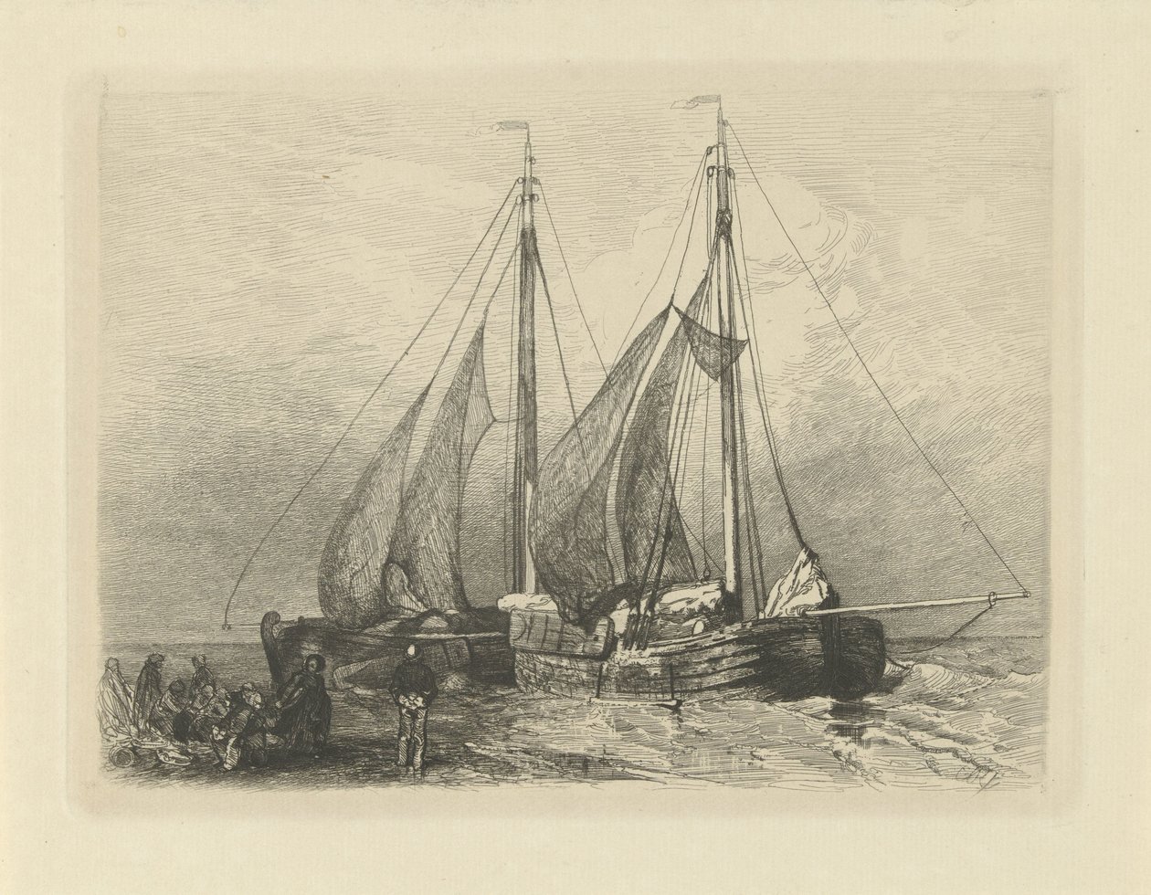 Voiliers sur une plage - Charles Rochussen