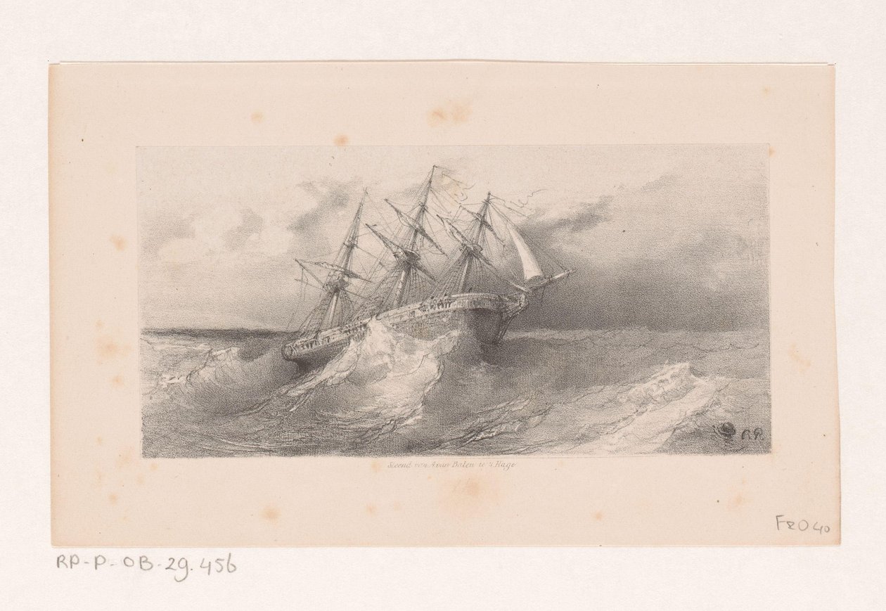 Voilier en tempête en mer - Charles Rochussen