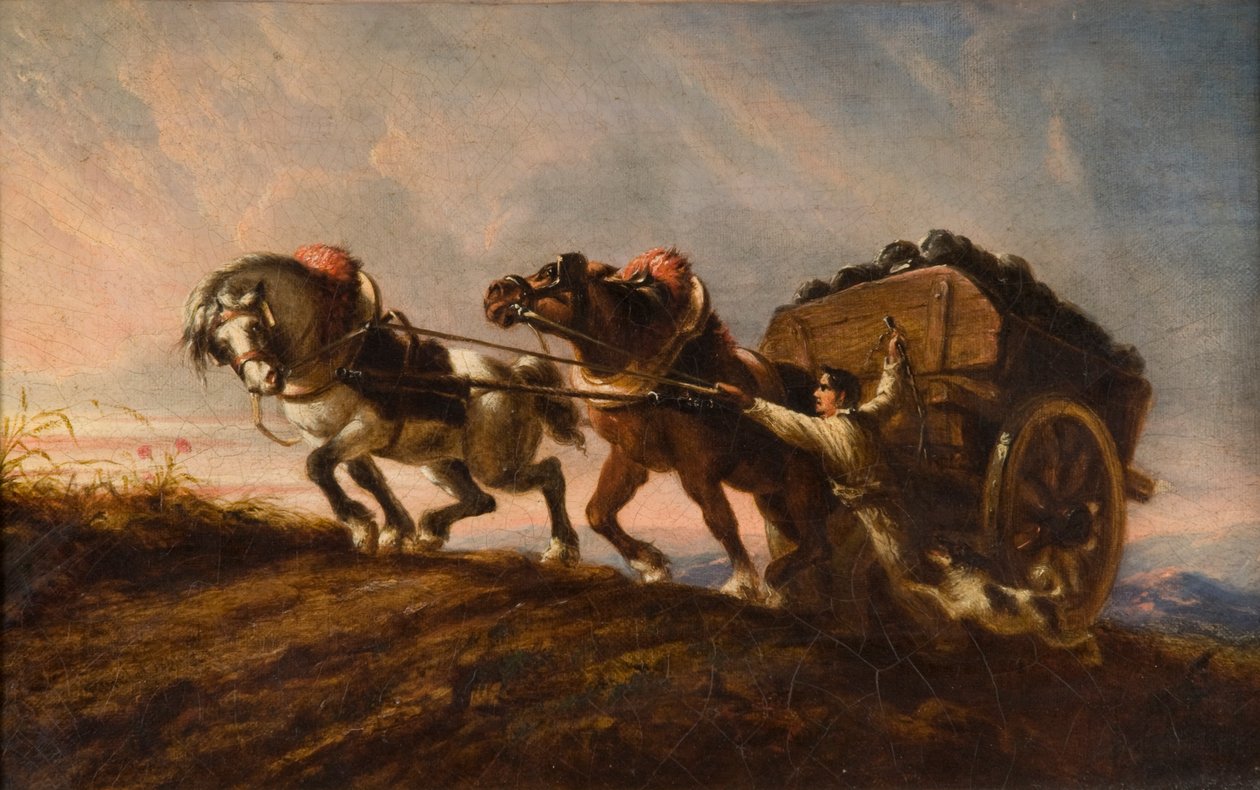 Chevaux tirant une charge, 1864 - Charles Verlat