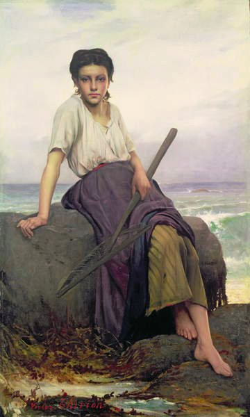 Jeune pêcheuse - Charles Victor Thirion