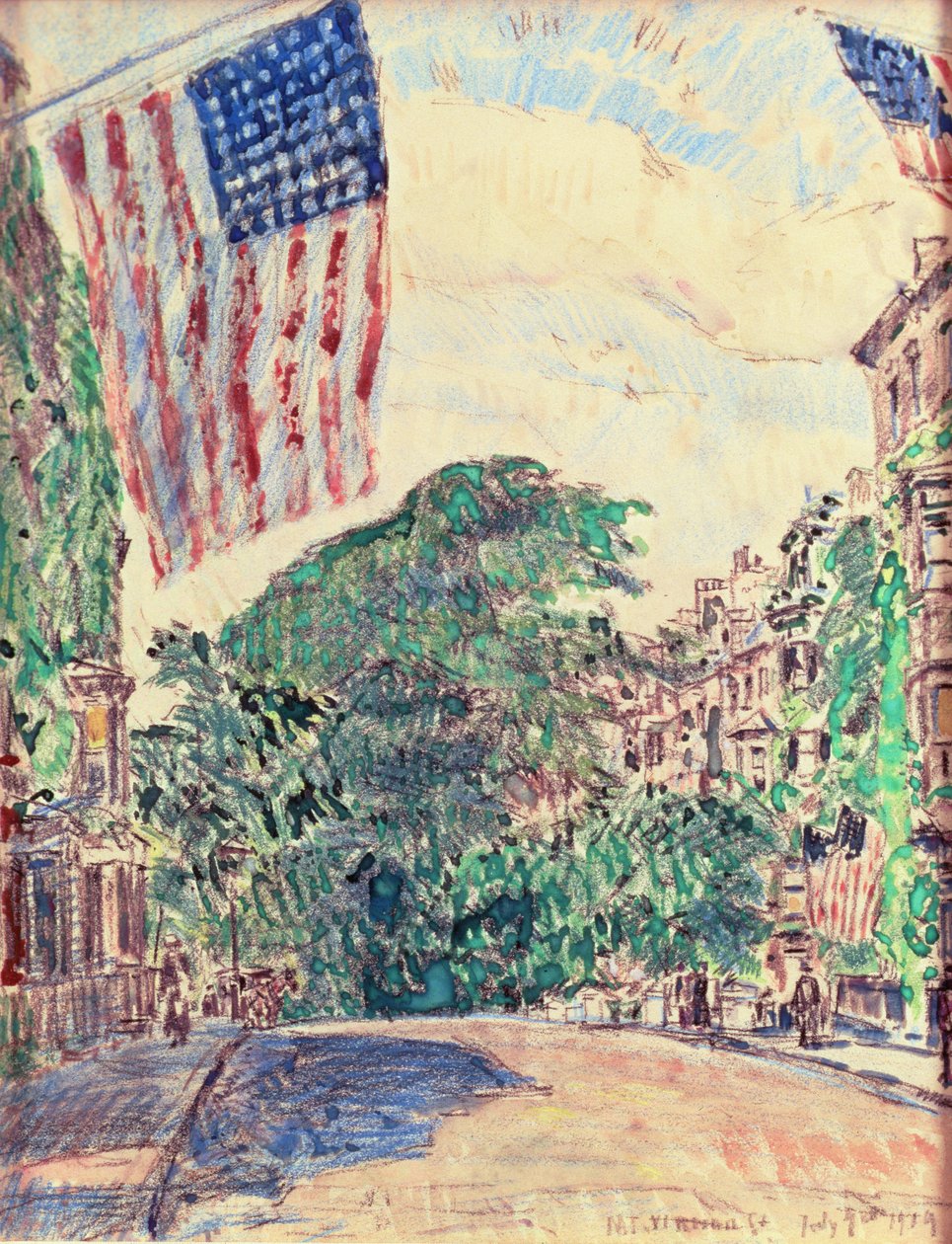 Rue Mount Vernon, Boston - Childe Frederick Hassam