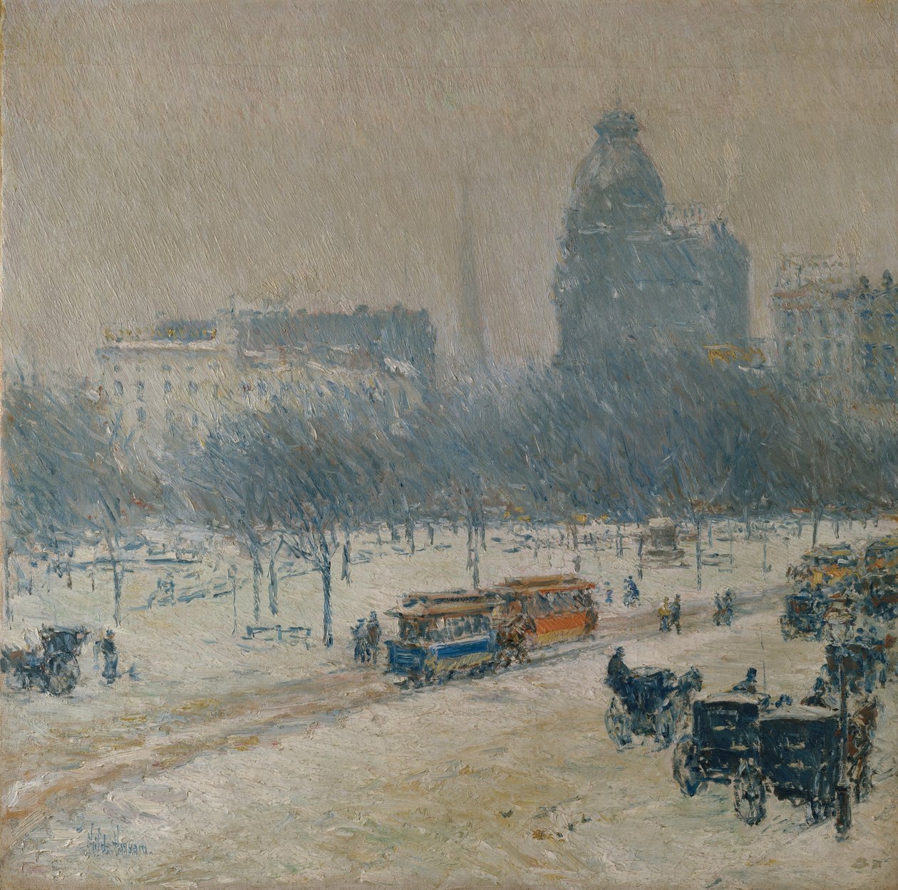Hiver à Union Square - Childe Frederick Hassam