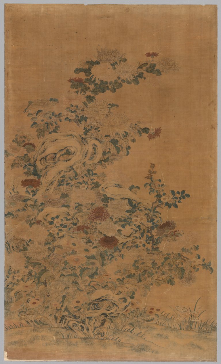 Panneau Kesi : Rochers et chrysanthèmes - China, Qing dynasty