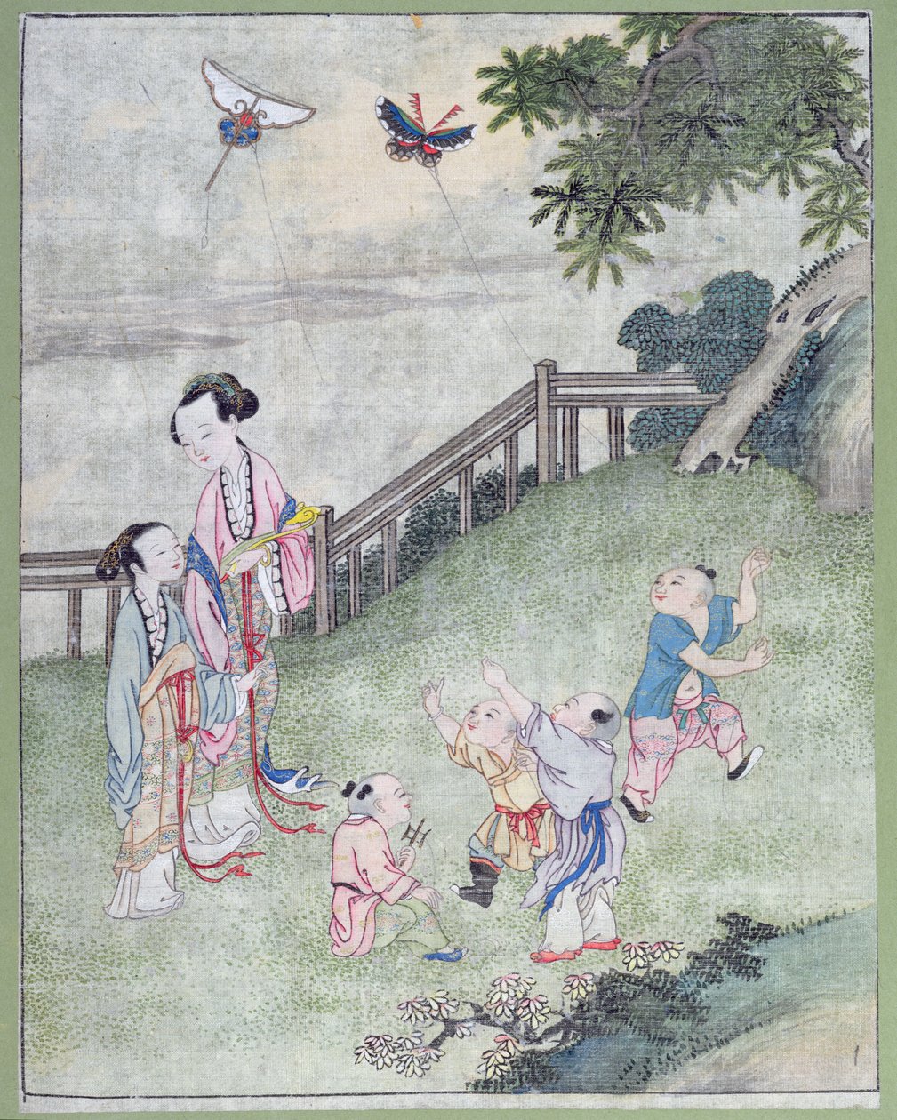 Enfants jouant avec des cerfs-volants - Chinese School