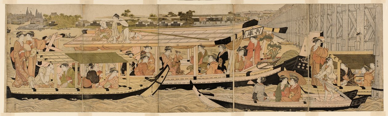 Bateaux de plaisance sur la rivière Sumida - Chobunsai Eishi