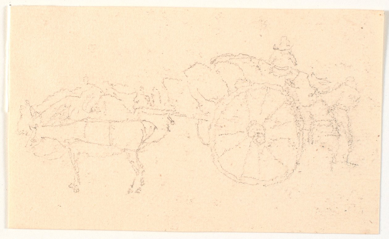 Chariot à deux roues avec attelage - Christen Købke
