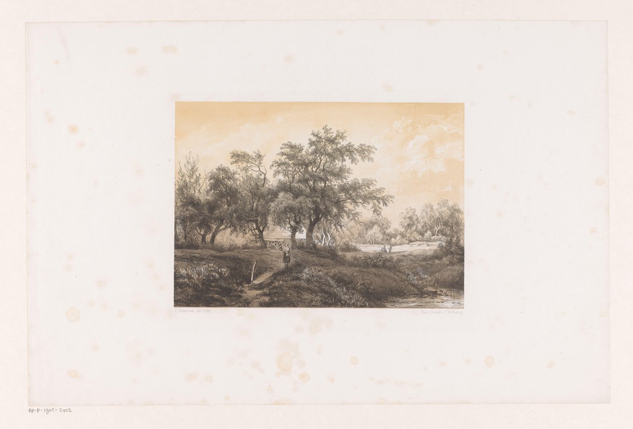 Paysage avec arbres et moulin à eau - Christiaan Immerzeel