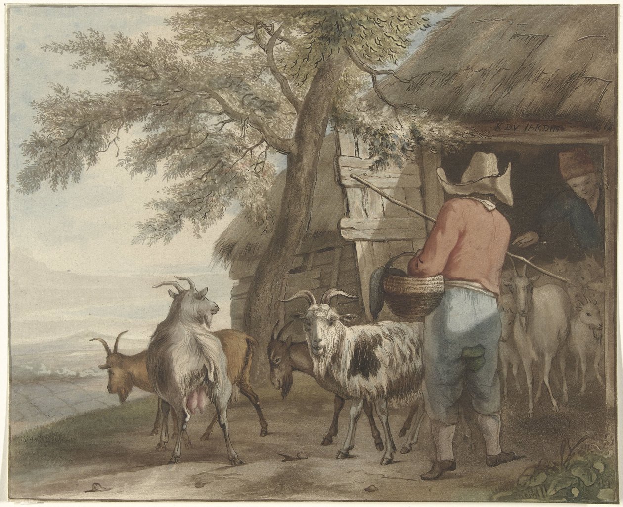 Berger de chèvres près de la grange - Christiaan Josi