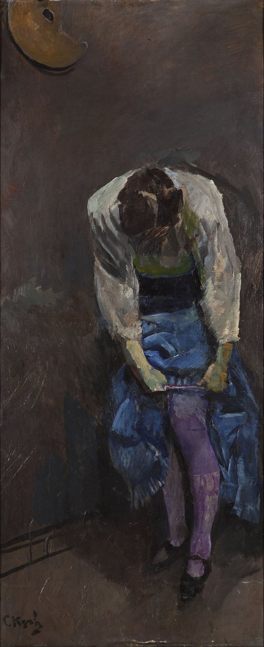 Fille qui attache sa jarretière - Christian Krohg
