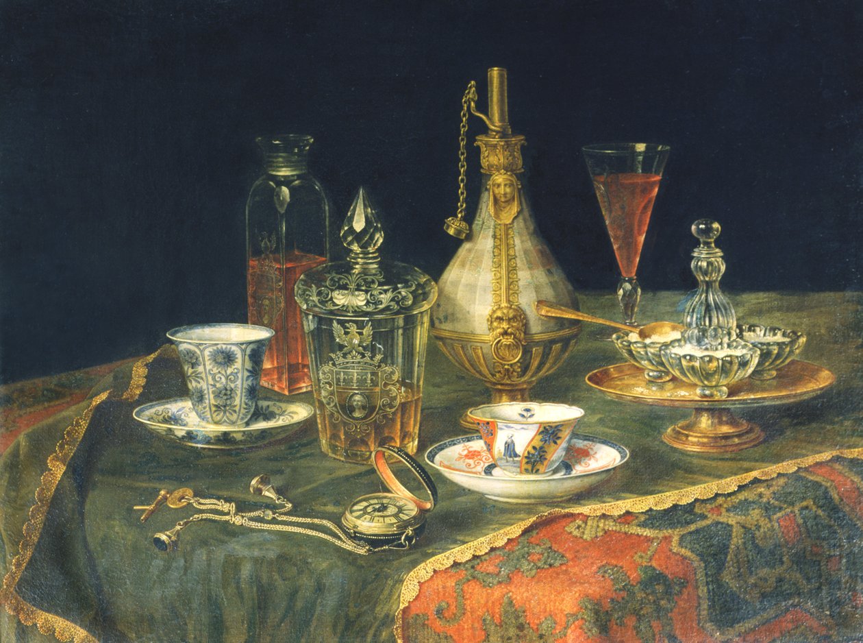 Verres bohèmes, tasses et une montre - Christian Berentz