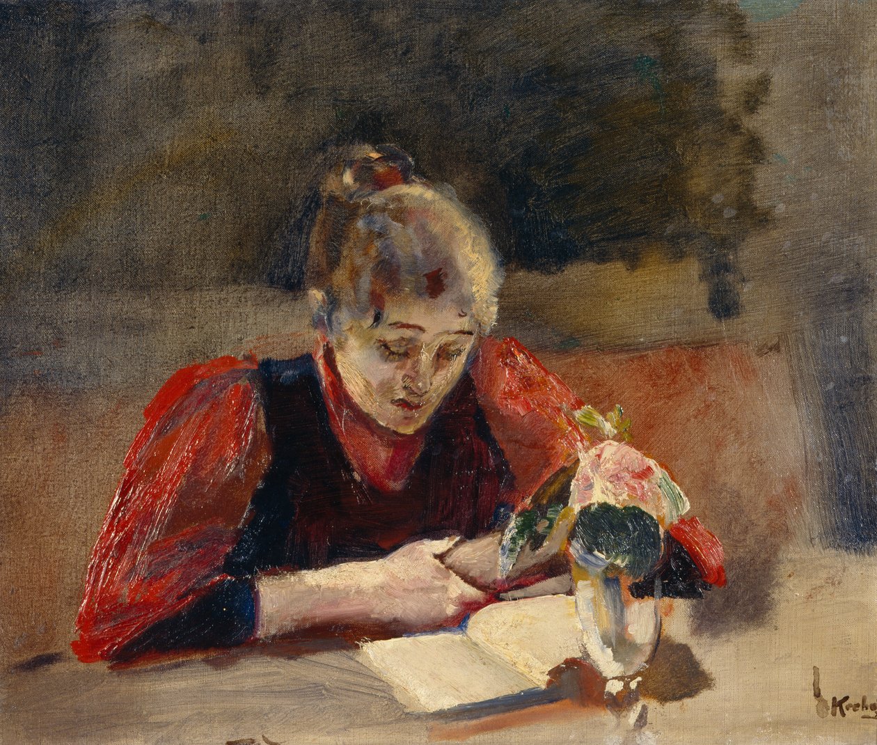 Oda assise et lisant - Christian Krohg